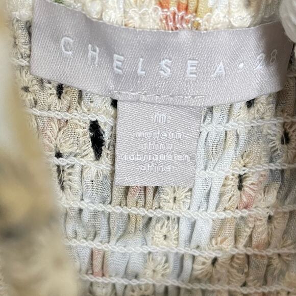 Chelsea28 Floral Eyelet Dress In White- Yellow Floral Women’s Sz M - Picture 6 of 7